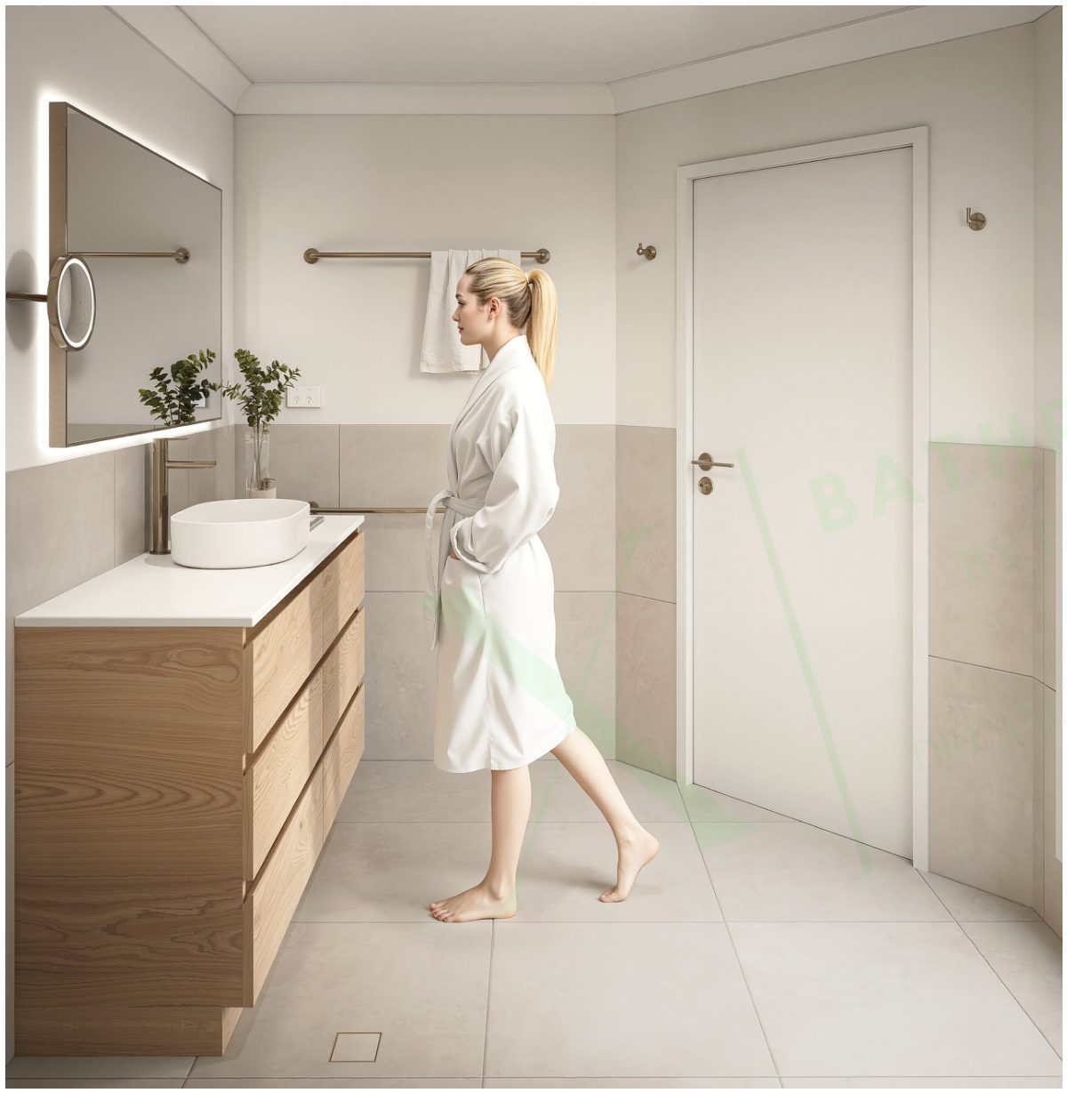 Photo-realistic bathroom render — main bathroom